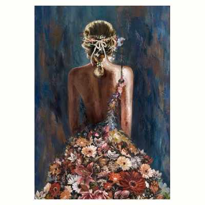 "Back View of The Beauty with Blossom Dress" Stretched Canvas Wall Art Print, 100cm