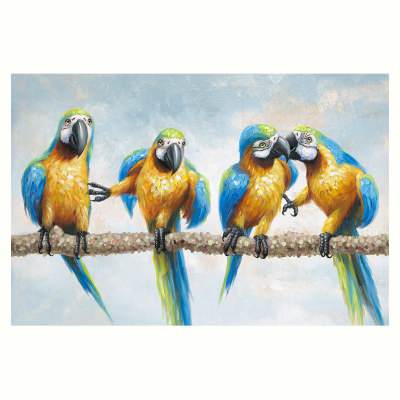 "Portrait of Gold & Blue Macaws" Stretched Canvas Wall Art Print, 90cm
