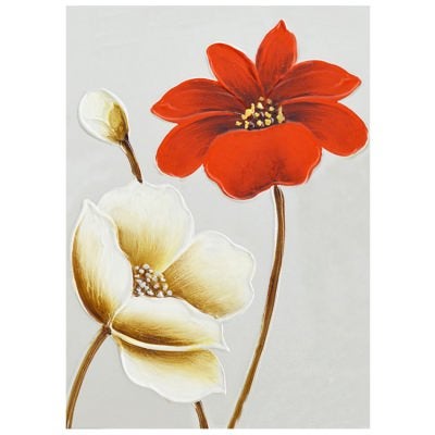 "Dual Poppy Harmony" Stretched Canvas Wall Art Painting, 70cm