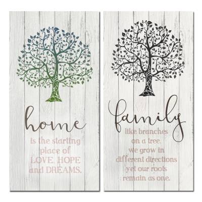 "Family & Home" 2 Piece Stretched Canvas Wall Art Print Set, 80cm