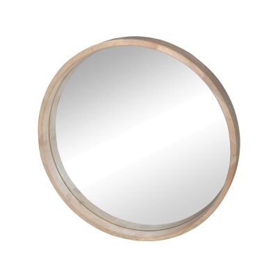 Cooper Commercial Grade Rubber Wood Framed Round Wall Mirror, 60cm