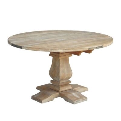 Oatley Mango Wood Pedestal Round Dining Table,135cm, Honey Wash