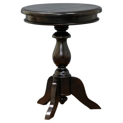Tillion Mahogany Timber Round Wine Table, 50cm, Chocolate