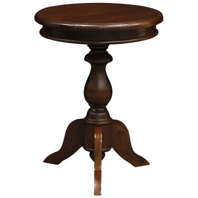 Tillion Mahogany Timber Round Wine Table, 50cm, Mahogany