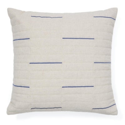 Corin Cotton Linen Scatter Cushion Cover, Blue Embroidery