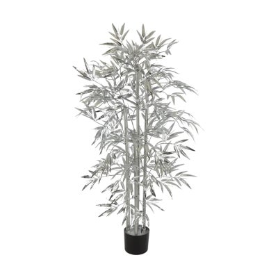 Potted Metallic Effect Artificial Bamboo Tree, 150cm, Silver