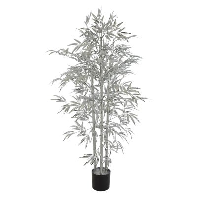 Potted Metallic Effect Artificial Bamboo Tree, 180cm, Silver