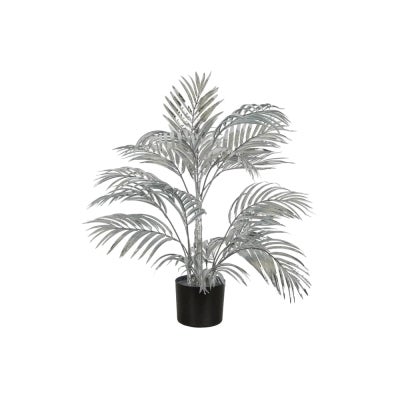 Potted Metallic Effect Artificial Areca Palm, 100cm, Silver