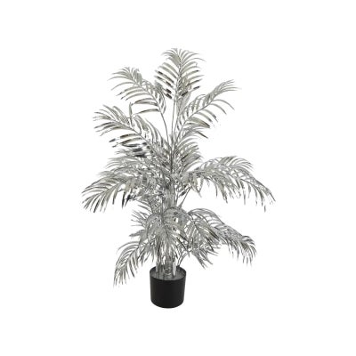 Potted Metallic Effect Artificial Areca Palm, 150cm, Silver
