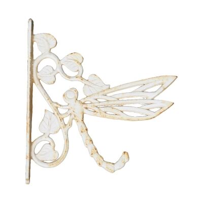 Dragonfly Iron Side Mount Wall Hanger, Antique White