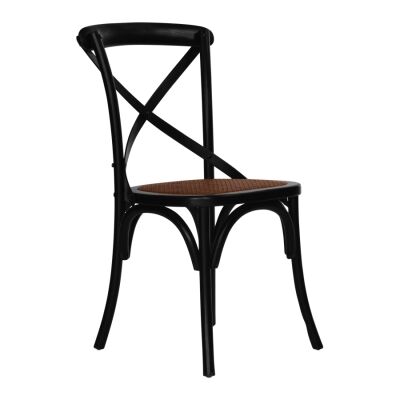 Aston Elm Timber Cross Back Dining Chair, Black