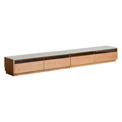 Aerlis Sintered Stone Top American Cherrywood Splited 4 Drawer TV Unit with LED Light, 240cm