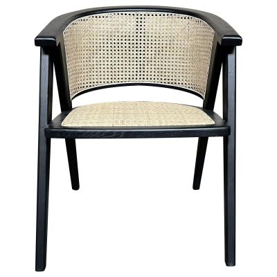 Caribbean Elm Timber & Rattan Carver Dining Chair, Black / Natural