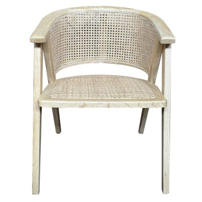 Caribbean Elm Timber & Rattan Carver Dining Chair, Natural