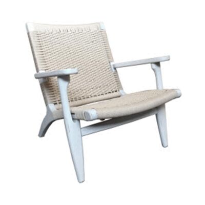 Labrit Timber & Jute Lounge Chair, White / Straw
