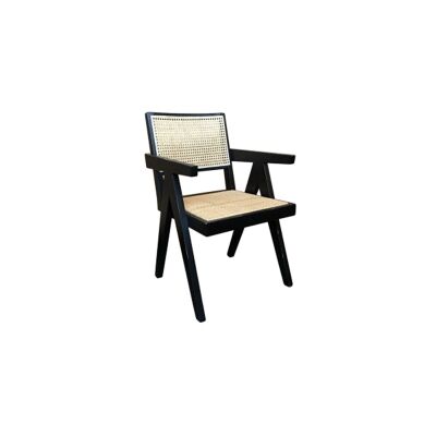 Maron Timber & Rattan Carver Dining Chair, Black