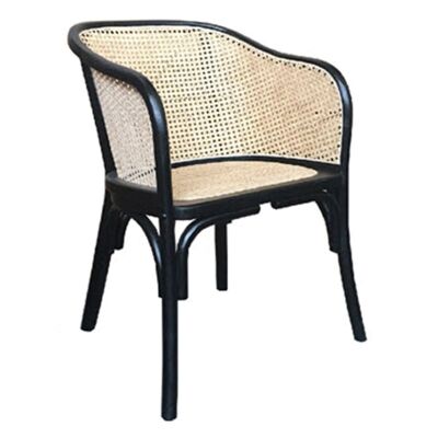 Maron Timber & Rattan Tub Chair, Black