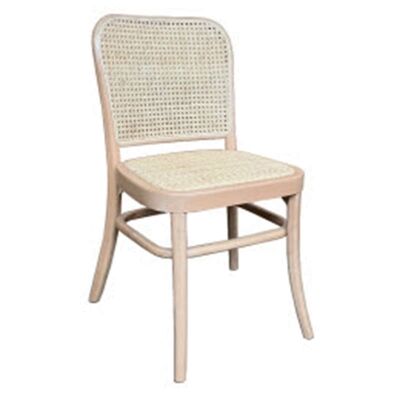 Aubres Commercial Grade Timber & Rattan Dining Chair, Rattan Seat, Natural
