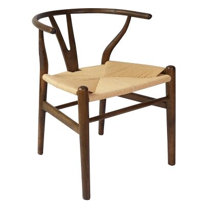Replica Hans Wegner Wishbone Chair with Rope Seat, Walnut