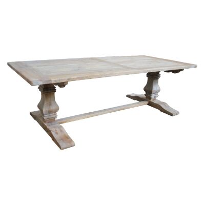 Broussey Reclaimed Elm Timber Pedestal Dining Table, 200cm