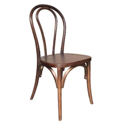 Maillet Commercial Grade Stackable Bentwood Dining Chair, Timber Seat, Walnut