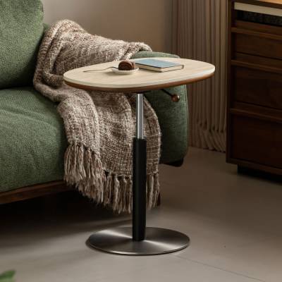 Rolmar Sintered Stone & American Walnut Timber Height Adjustable Oval Side Table