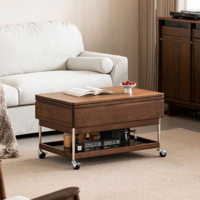 Hybrix American Walnut Timber Extension Top Lift Up Coffee Table, 80/100cm