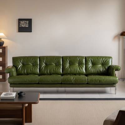 Kroman Waxed Leather Modular Sofa, 5 Seater