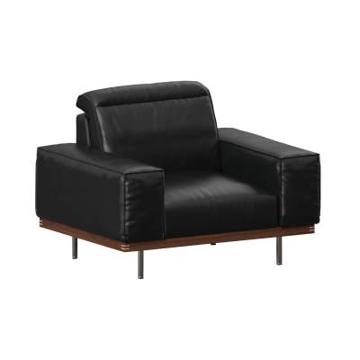 Elysia Full Top Grain Leather Armchair, Black