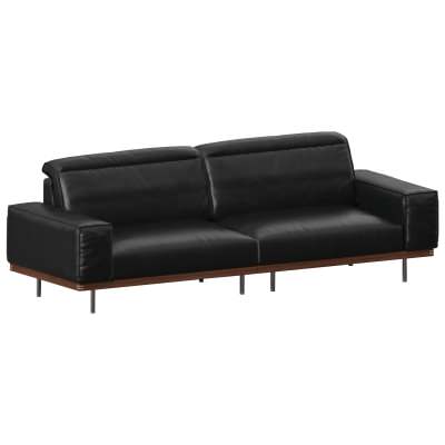 Elysia Full Top Grain Leather Modular Sofa, 4 Seater, Black