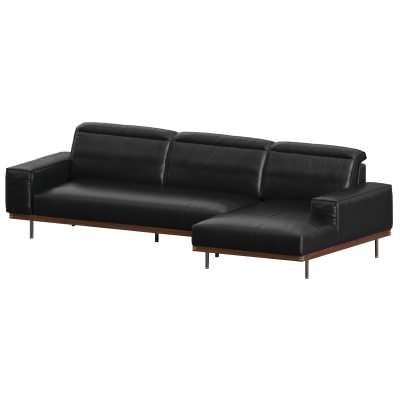Elysia Full Top Grain Leather Modular Corner Sofa, 4 Seater with RHF Chaise, Black