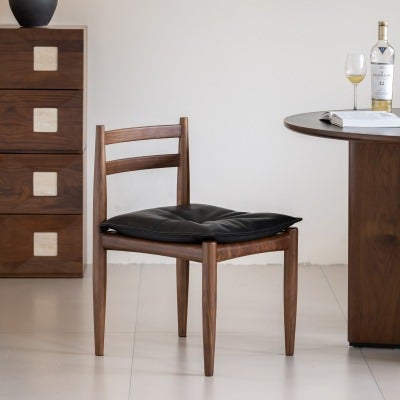 Dymel American Walnut Dining Chair with Microfiber Leather Seat