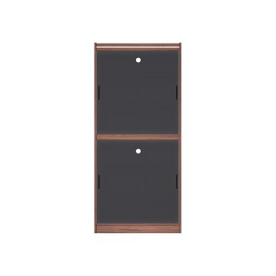 Norstar American Walnut Timber Modular Bookcase with LED Light, Type C with Glass Sliding Door, 90x198cm