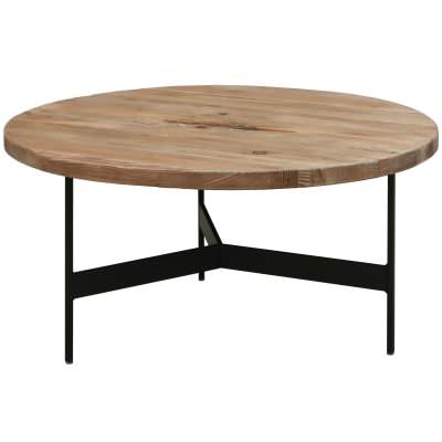 Louseff Reclaimed Timber & Metal Round Coffee Table, 90cm