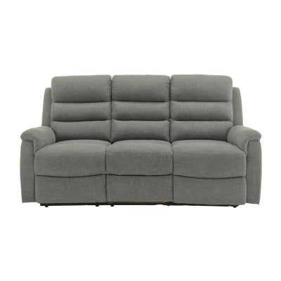 Reno Suede Fabric Recliner Sofa, 3 Seater, Light Grey