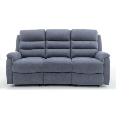 Reno Suede Fabric Recliner Sofa, 3 Seater, Steel Blue
