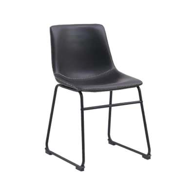 Sartino PU Leather & Metal Dining Chair, Charcoal