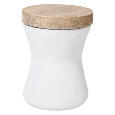 Botany Magnesia Cement Indoor / Outdoor Round Stool, White