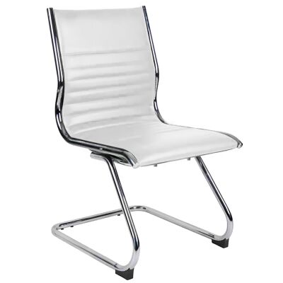 Nordic PU Leather Cantilever Client Chair, White