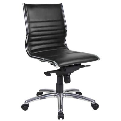 Nordic PU Leather Mid Back Executive Chair, Black
