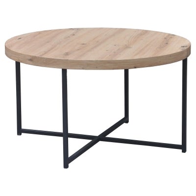 Harper Timber Effect Top Round Coffee Table, 80cm 