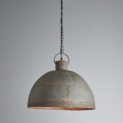 Granada Riveted Iron Dome Pendant Light, Medium, Vintage Grey