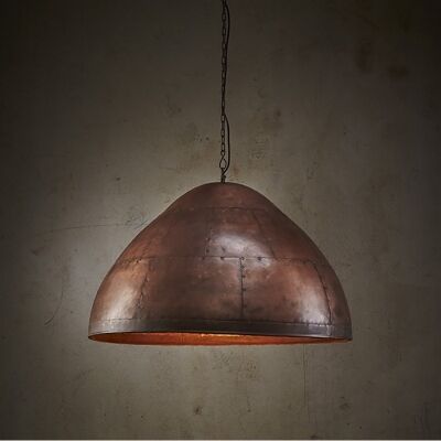 Jermyn Riveted Iron Dome Pendant Light, Medium, Antique Copper