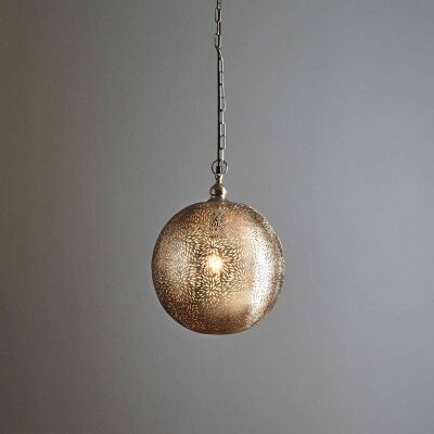 Orion Perforated Metal Pendant Light, Ball, Small, Nickel