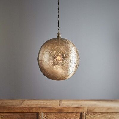 Orion Perforated Metal Pendant Light, Ball, Large, Nickel