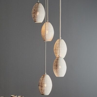 Constellation Perforated Metal Cluster Pendant Light, White