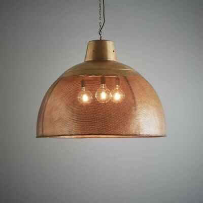 Riva Perforated Iron Dome Pendant Light, Extra Large, Antique Brass