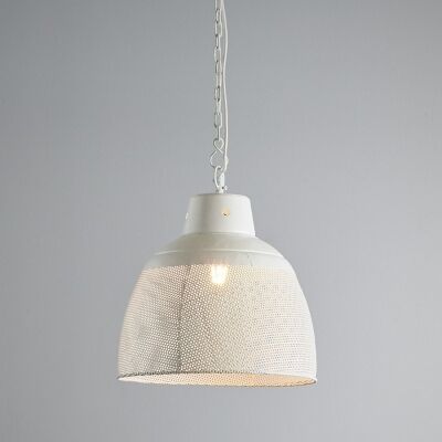 Riva Perforated Iron Dome Pendant Light, Small, White