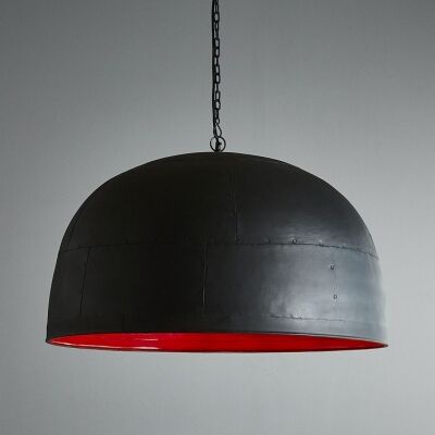 Noir Iron Dome Pendant Light, Large, Black / Red