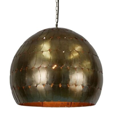 Pangolin Iron Scales Dome Pendant Light, Large, Pewter